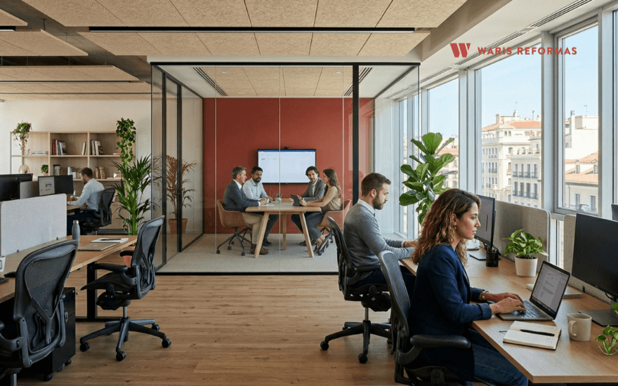 reformas de oficinas en madrid open space moderno reformado
