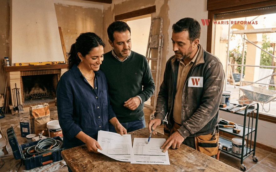 pareja revisando presupuesto reforma integral vivienda madrid